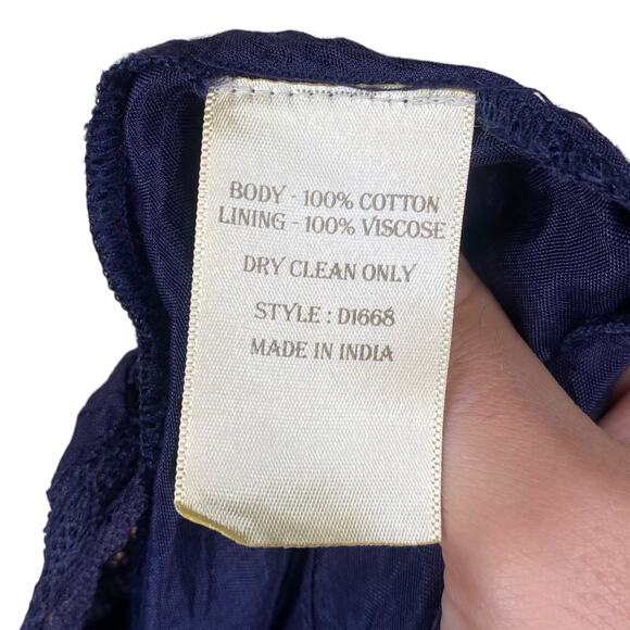 Candela Free People RARE Blue Lace Beaded Prairie Boho Dress SZ M - Picture 13 of 13